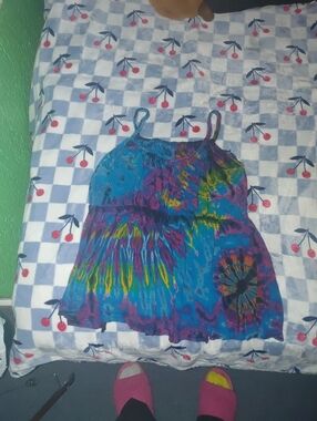 Blue Tie-Dye Spaghetti Strap Tank Top